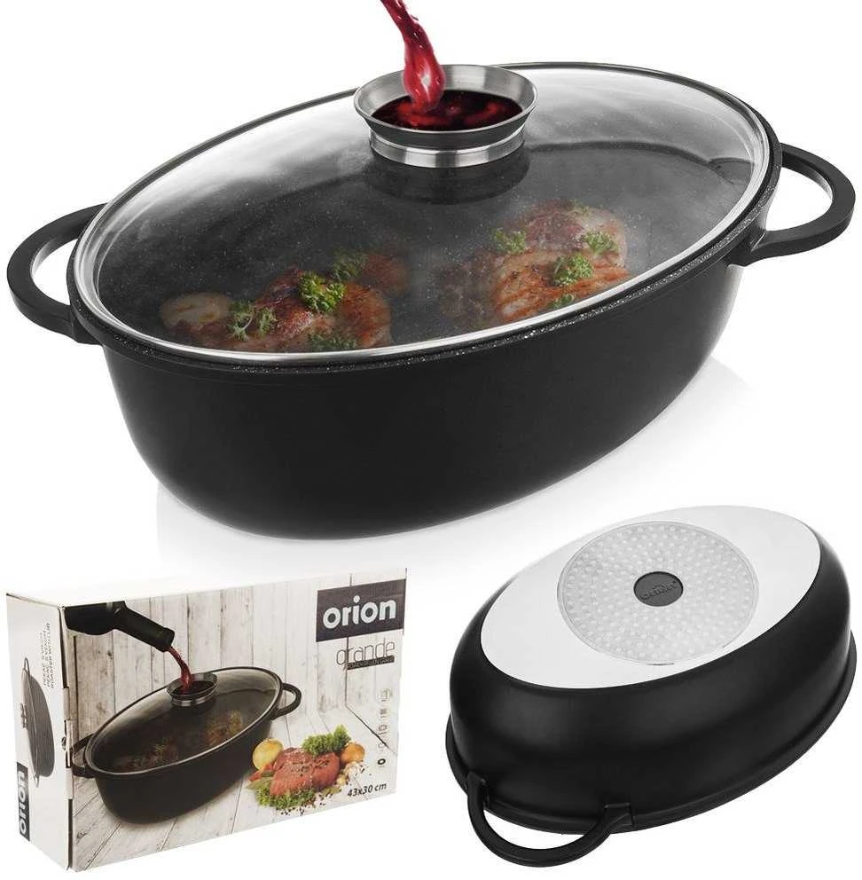 Orion Kepimo indas granitinė su dangčiu ovali GRANDE 8 l, 45x27,5 cm