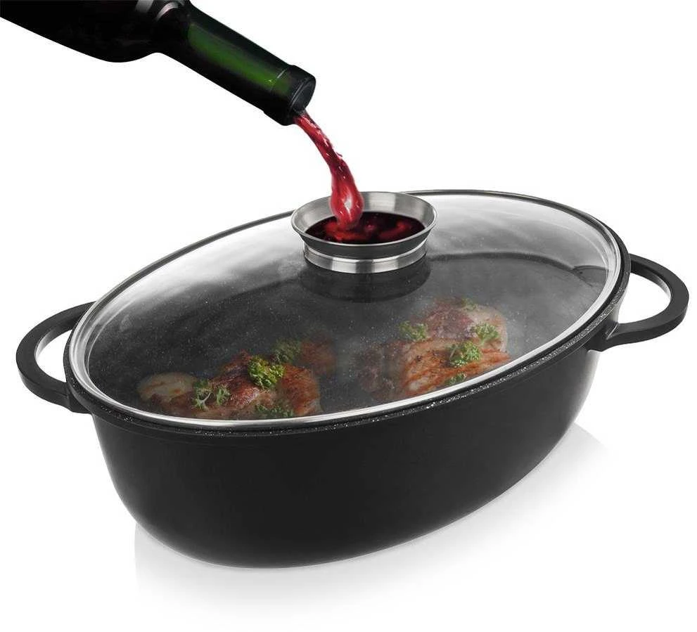 Orion Kepimo indas granitinė su dangčiu ovali GRANDE 8 l, 45x27,5 cm