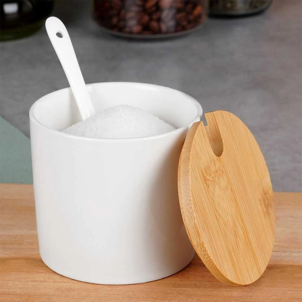 Cukrinė Vilde su bambuko dangteliu ir šaukšteliu, 250 ml