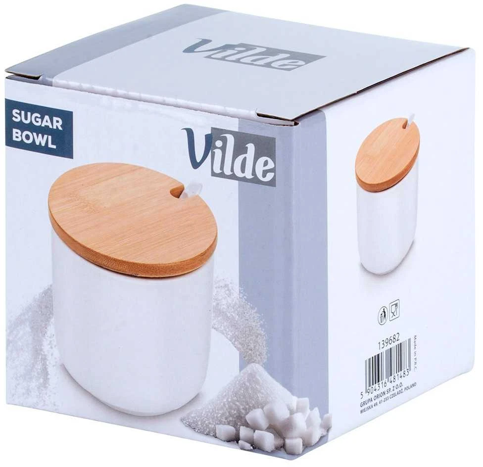 Cukrinė Vilde su bambuko dangteliu ir šaukšteliu, 250 ml