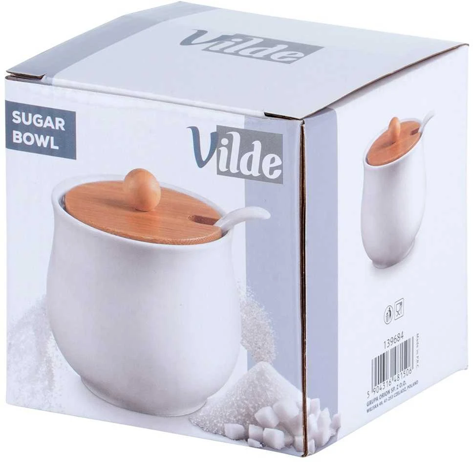 Cukrinė Vilde 250 ml su bambukiniu dangteliu ir šaukšteliu