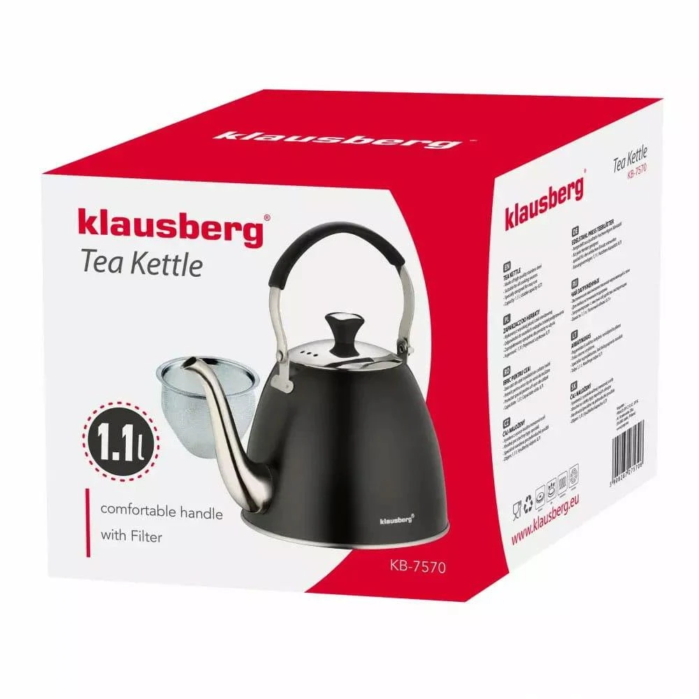 Virdulys, Virdulys su filtru, 1,1 l, juodas, Klausberg