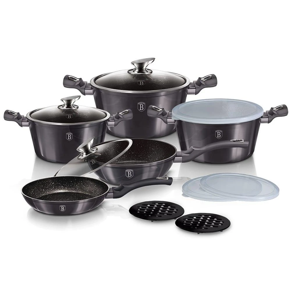 Puodų rinkinys 13 dalių BERLINGER HAUS BH/6886 Metallic Line Carbon Pro Edition