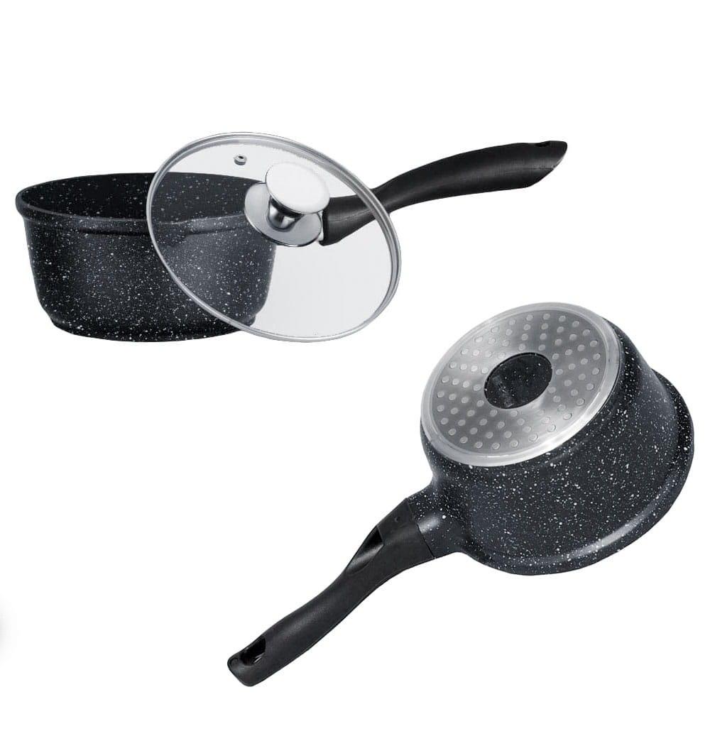 King Hoff KH-1600 Marmurinis puodas Ø16cm / 1,3L su stikliniu dangteliu