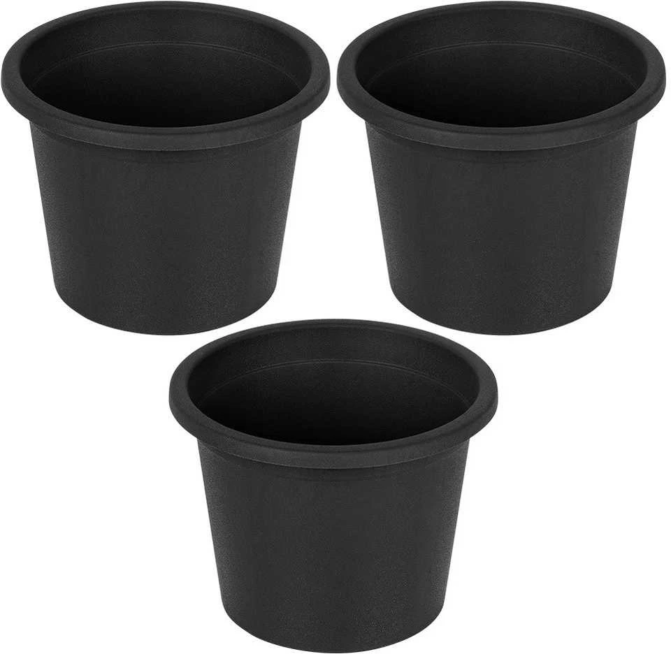 Vilde Juodi plastikiniai gėlių vazonai 3 vnt. 14,5 cm