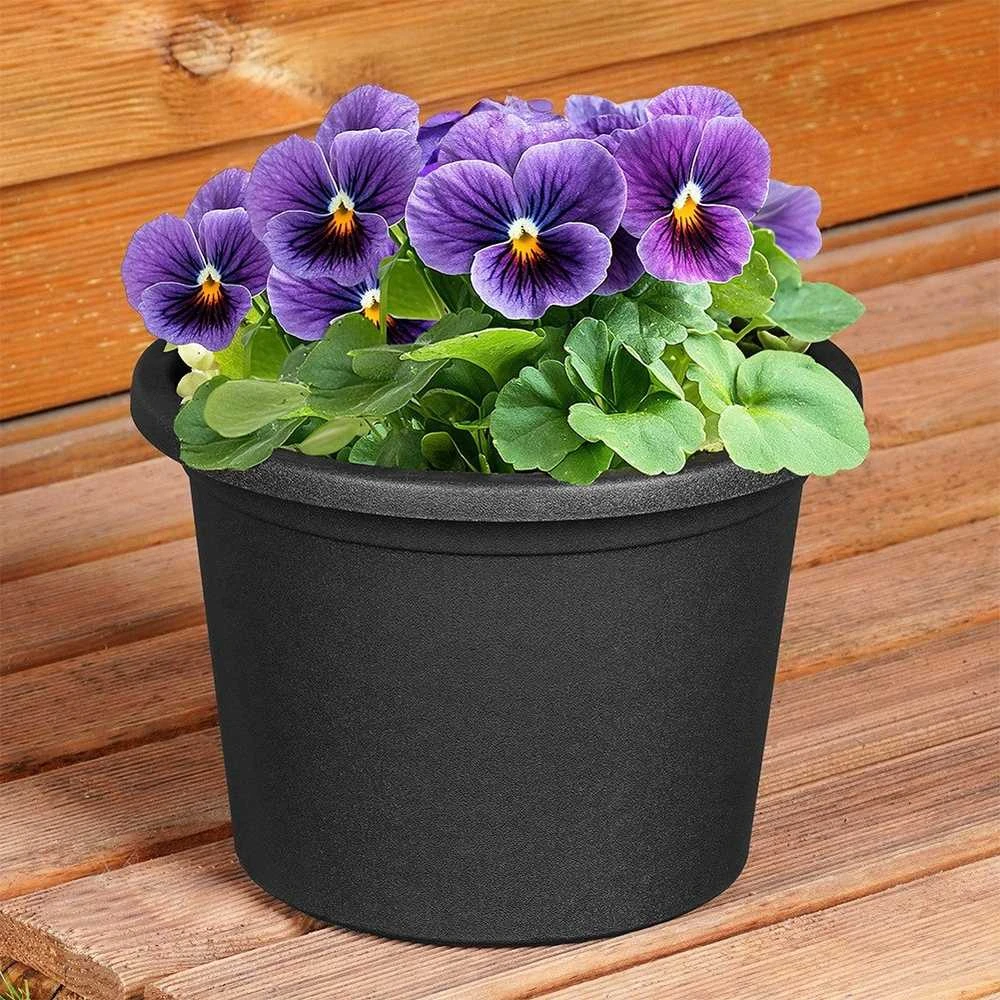 Vilde Plastikinis gėlių vazonas Juodas 20 cm - Sodo vazonas