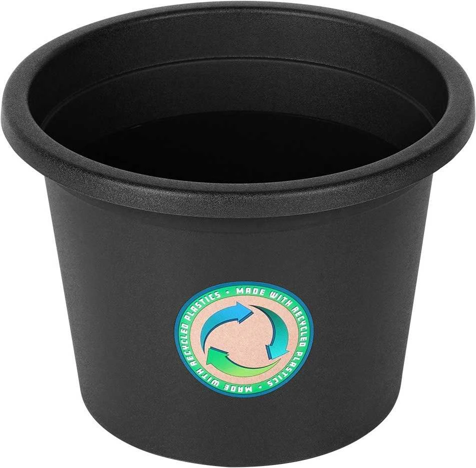 Vilde Juodas plastikinis gėlių vazonas 23 cm - Ekologiškas sodinimo indas