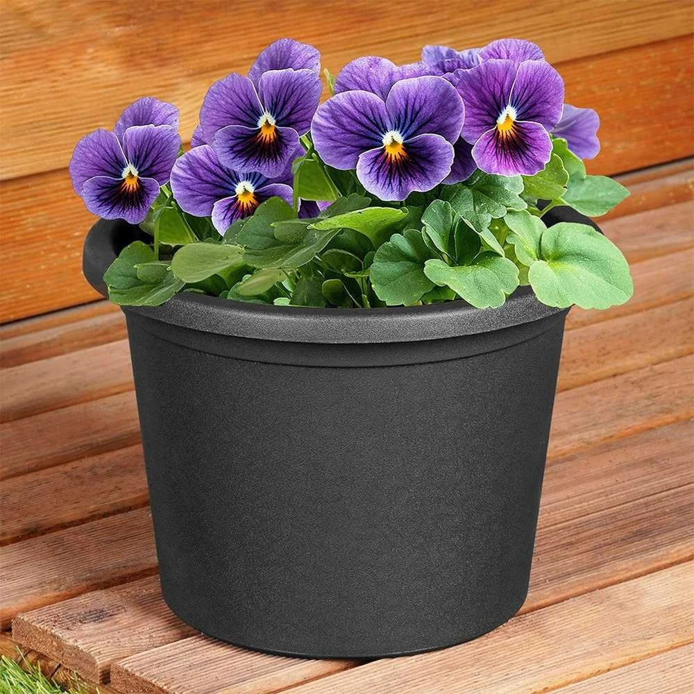 Vilde Juodas plastikinis gėlių vazonas 23 cm - Ekologiškas sodinimo indas