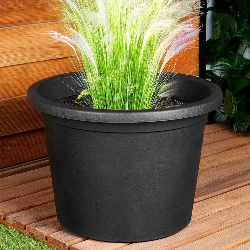 Vilde Vazonas gėlėms 39 cm juodas plastikinis