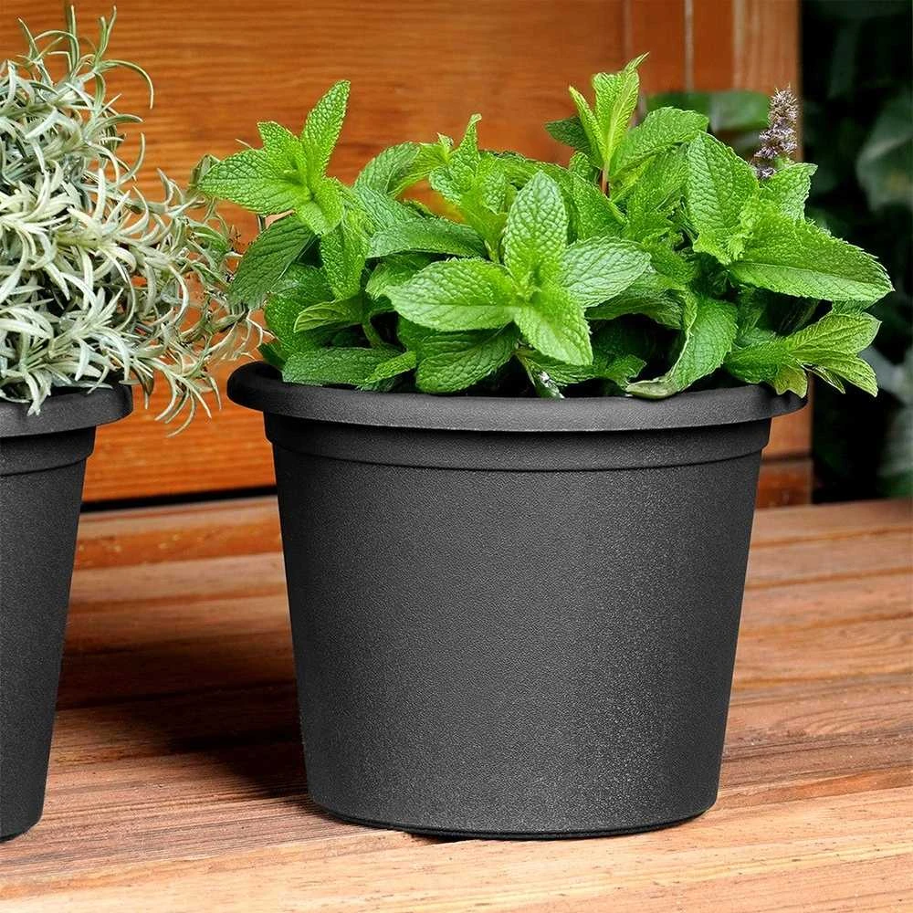 Vilde Juodi plastikiniai gėlių vazonai 3 vnt. 14,5 cm