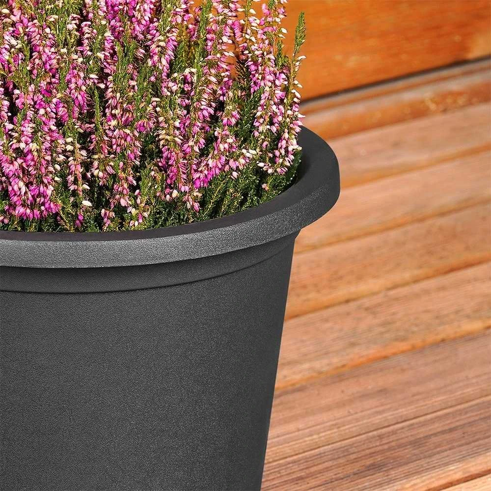 Vilde Juodas plastikinis gėlių vazonas 23 cm - Ekologiškas sodinimo indas