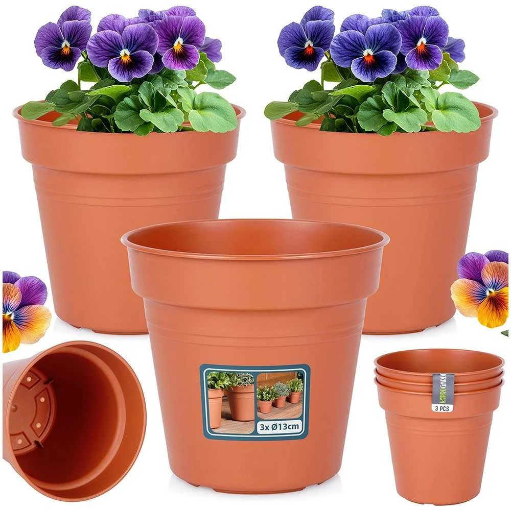 Ibergarden ProGarden Gėlių Vazonai 13 cm Plastikiniai 3vnt Orui Ir Lauko Naudojimui