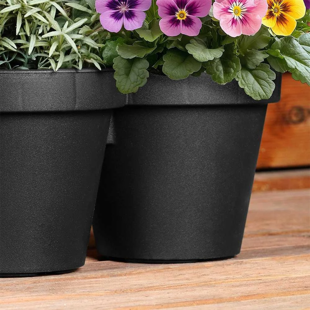 Vilde Ekologiškas Trijų dalių vazonas gėlėms 39,5 cm juodas - Platus