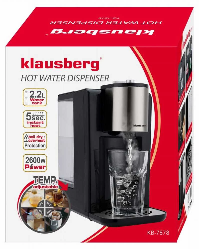 Dozownik Karšto vandens dozatorius, temperatūros reguliavimas 45–100 °C, juodos ir sidabrinės spalvos, 2,2 l, Klausberg, kb-7878