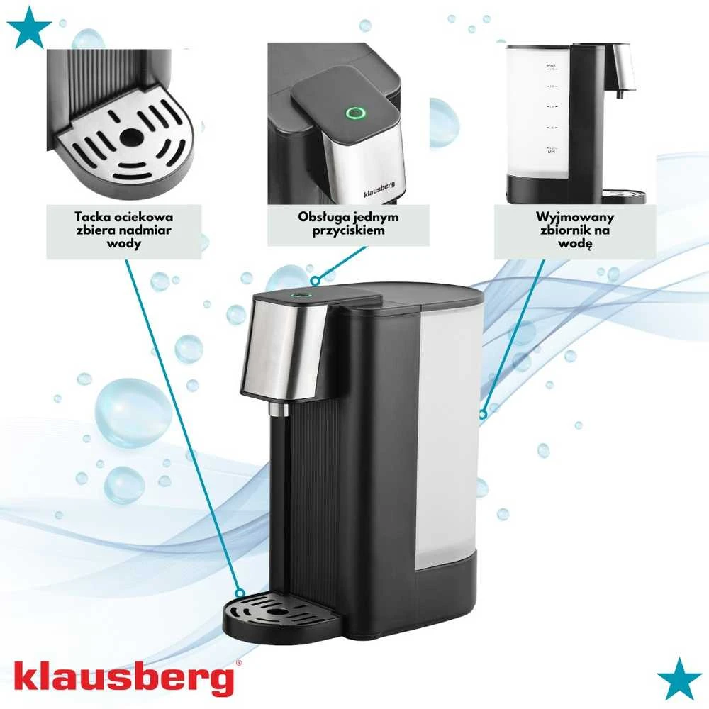 Dozownik Karšto vandens dozatorius, juodas su sidabriniais nerūdijančio plieno elementais, 2,5 l, klausberg, kb-7877