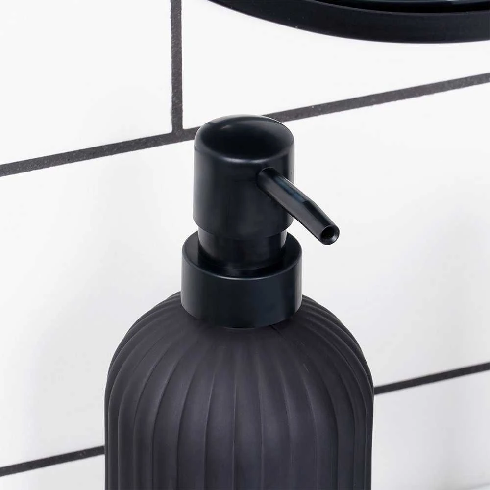 Skysto muilo dozatorius Vilde, juodas stiklinis, 400 ml