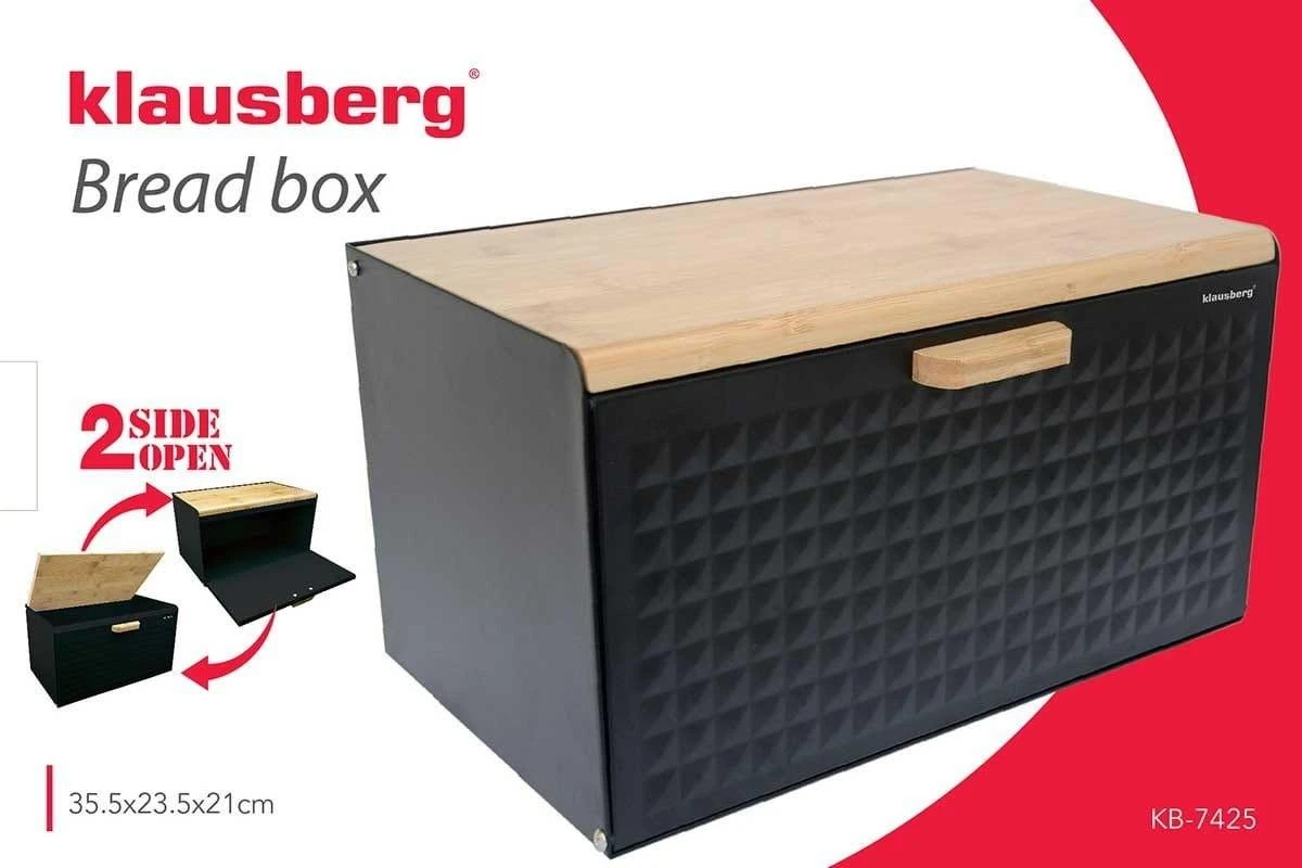 Klausberg bamboo and steel breadbox (KB-7425) | Klausberg