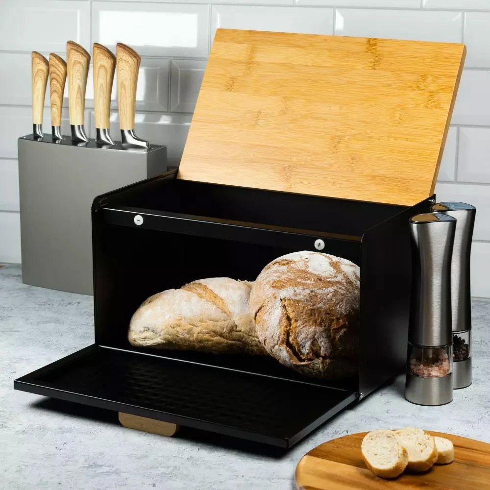 Klausberg bamboo and steel breadbox (KB-7425) | Klausberg