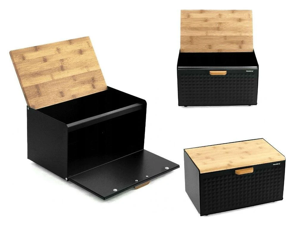 Klausberg bamboo and steel breadbox (KB-7425) | Klausberg
