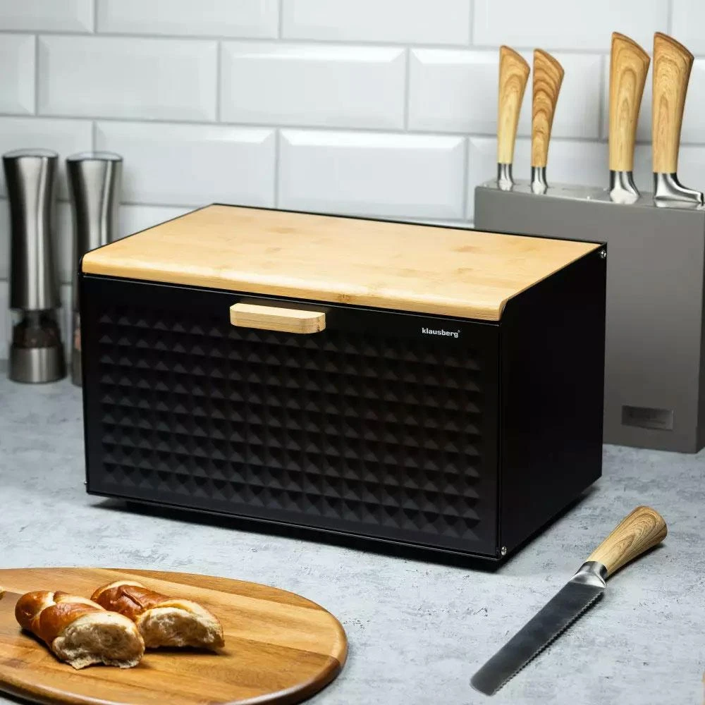 Klausberg bamboo and steel breadbox (KB-7425) | Klausberg