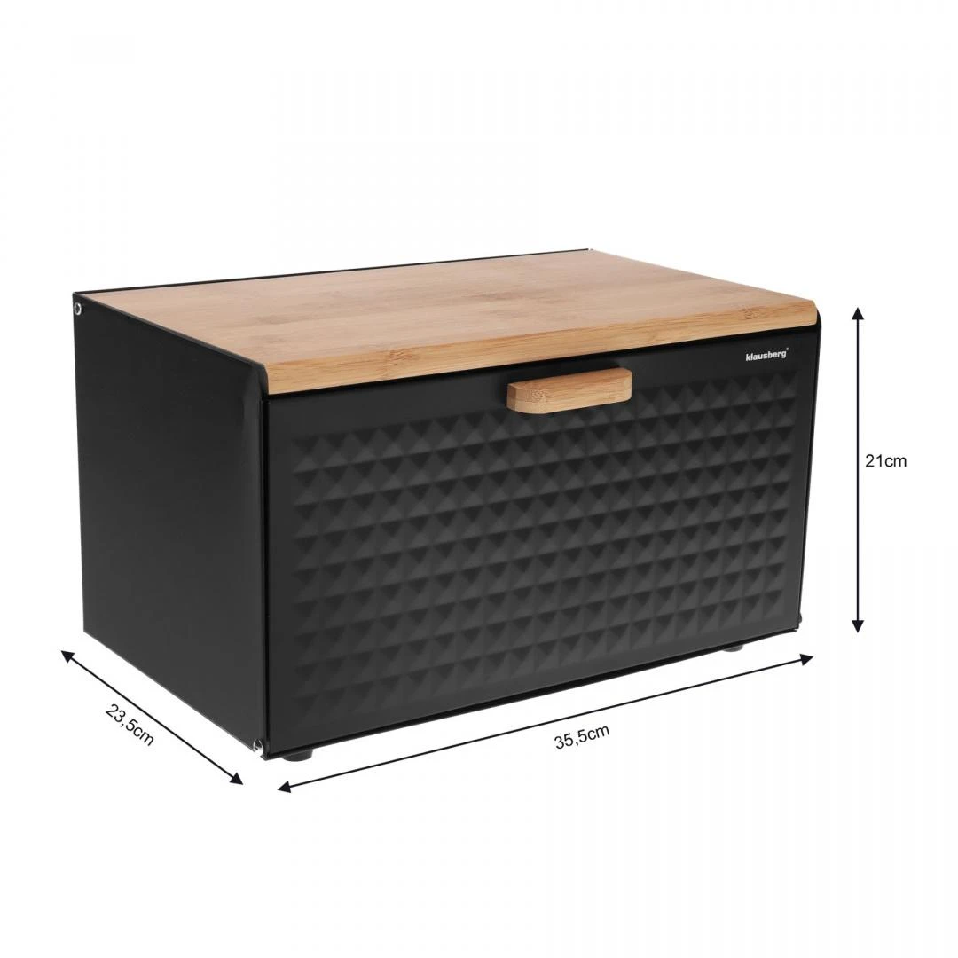 Klausberg bamboo and steel breadbox (KB-7425) | Klausberg