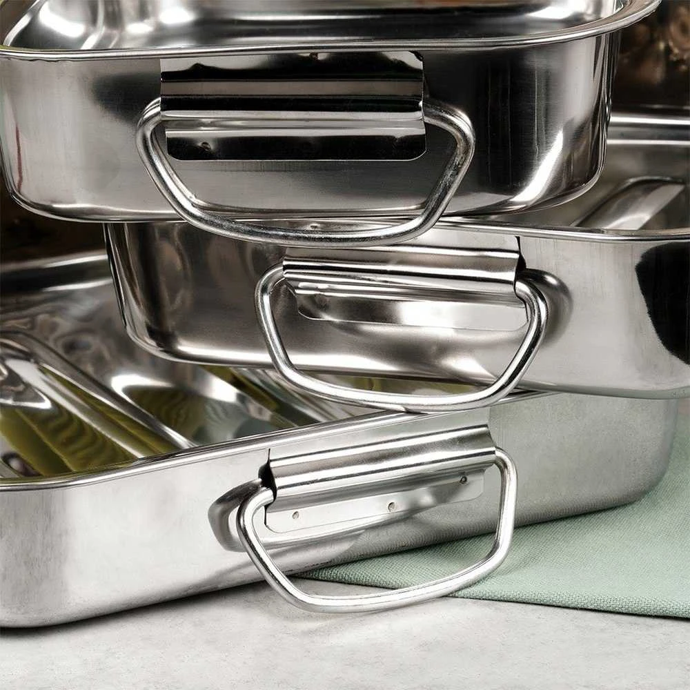 Excellent Houseware Kepimo indas plieninė stačiakampio formos 3 vnt.