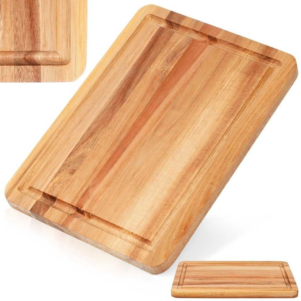Excellent Houseware Holzschneidebrett Schneidebrett Holzbrett Servierbrett Servierplatte Schneidebrett aus Holz 28x20 cm