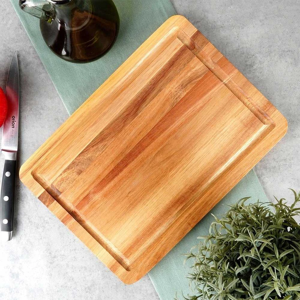 Excellent Houseware Holzschneidebrett Schneidebrett Holzbrett Servierbrett Servierplatte Schneidebrett aus Holz 28x20 cm