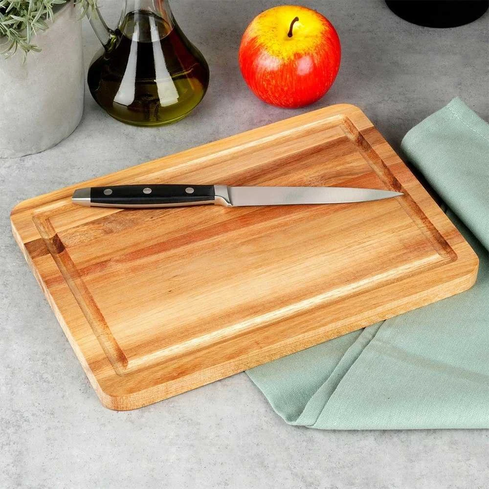 Excellent Houseware Holzschneidebrett Schneidebrett Holzbrett Servierbrett Servierplatte Schneidebrett aus Holz 28x20 cm