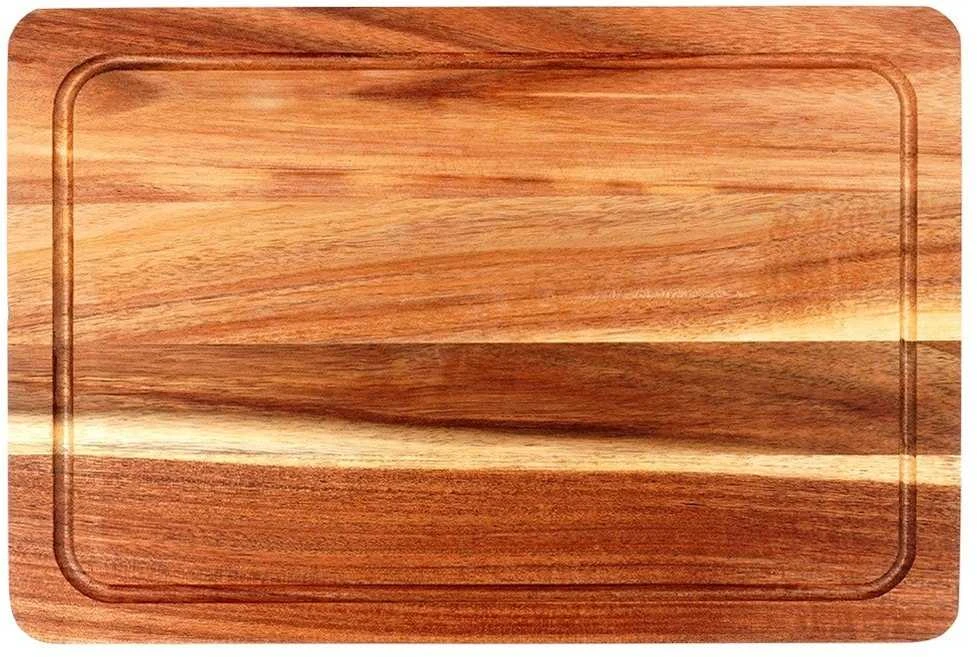 Excellent Houseware Akacijų medienos pjaustymo lenta 37x25 cm su giliu grioveliu