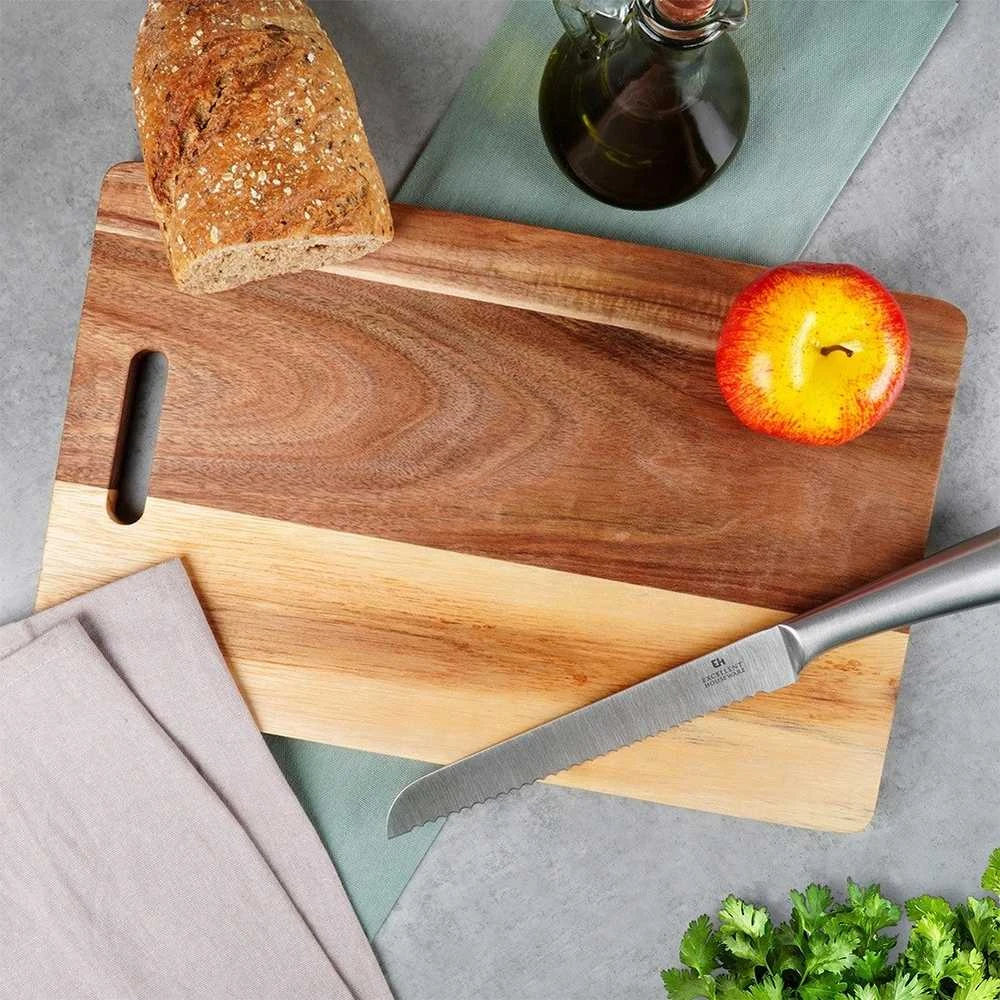 Excellent Houseware Natūralaus Akacijos Medžio Pjaustymo Lentelė 36x23 cm su Rankena