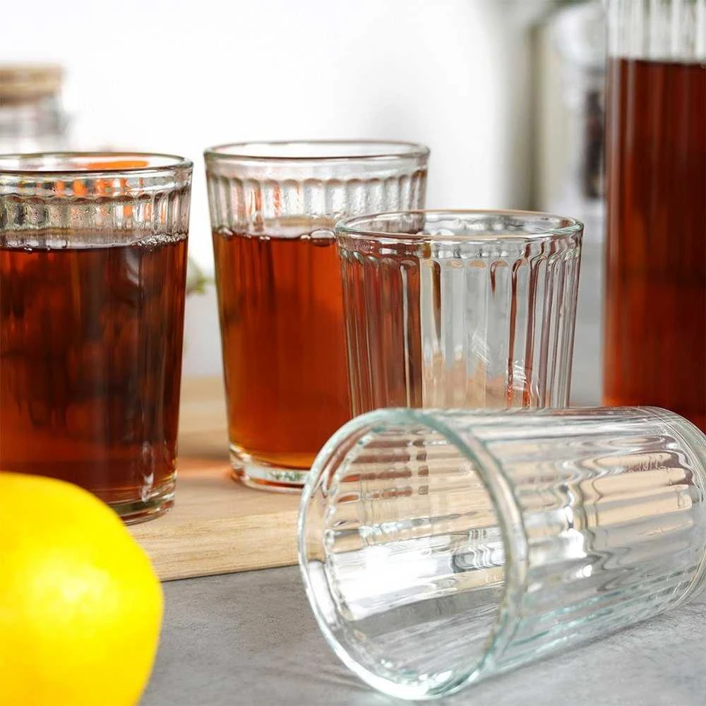 Excellent Houseware Stiklinis 5 dalių džbanas su dangteliu ir stiklinėmis