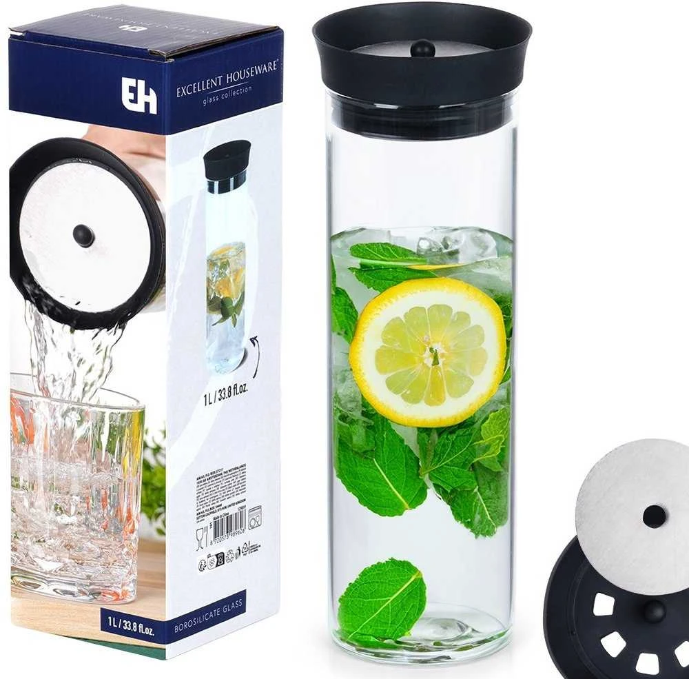 Stoneline Stiklinė karafa 1 L su silikoniniu dangteliu