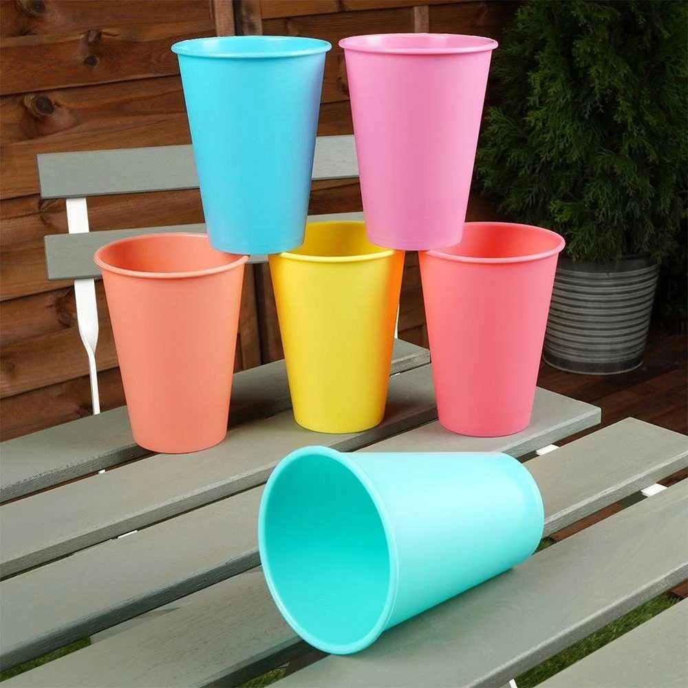 Excellent Houseware Plastikiniai puodeliai 400 ml 6 vnt. įvairių spalvų