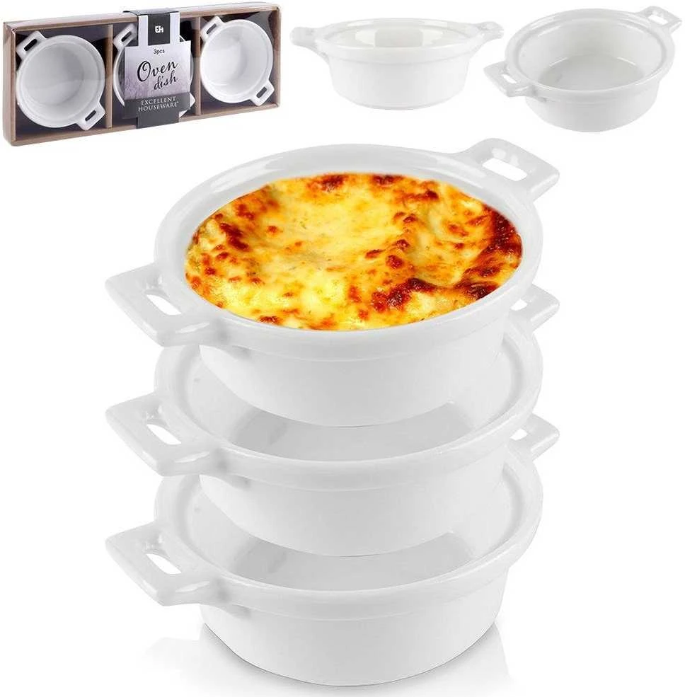 Excellent Houseware Porceliano kepimo indai 130 ml 3 vnt.