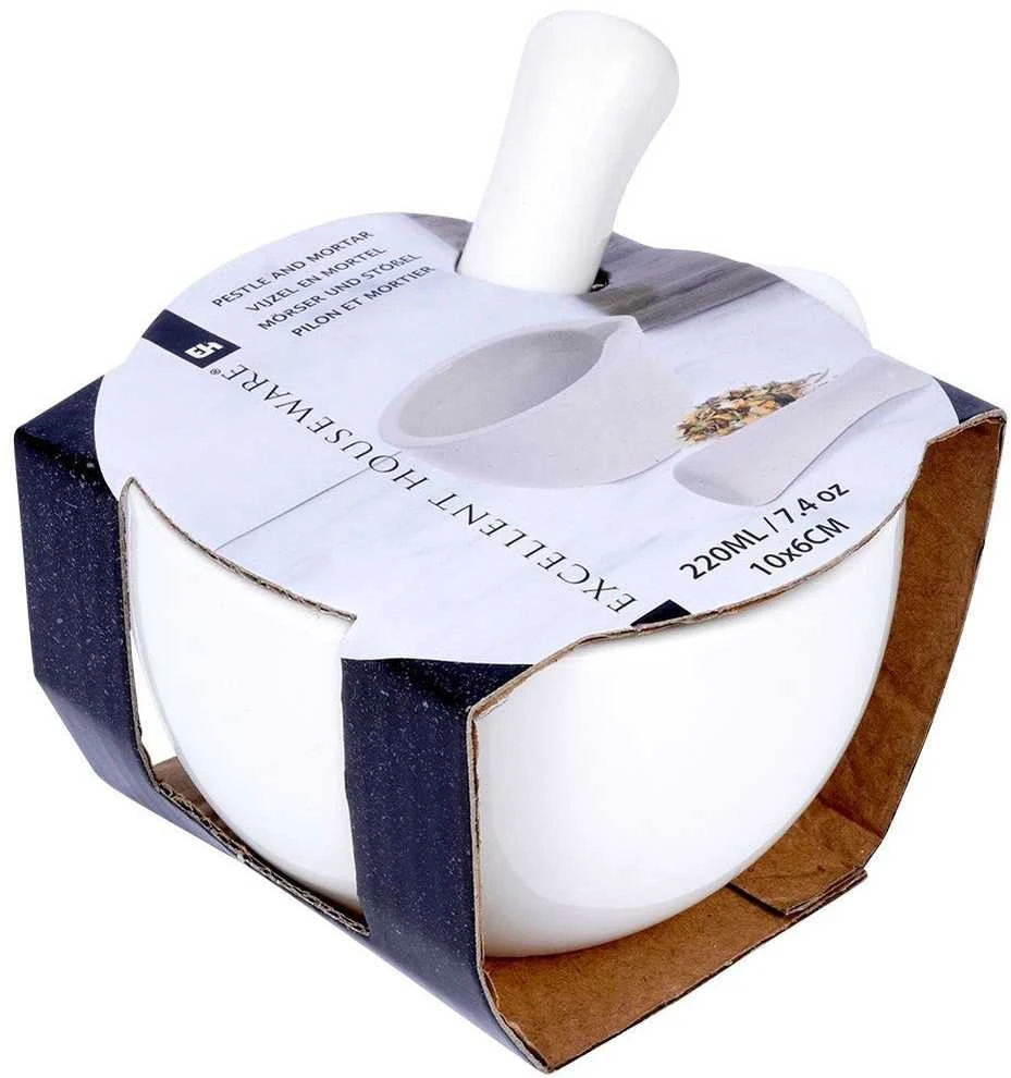 Excellent Houseware Porceliano prieskonių grūstuvė balta - stovėti ir praktiška