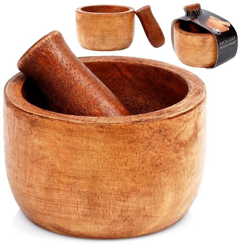 Home Styling Collection Mörser Holzmörser Küchenmörser Gewürzmörser mit Stößel aus Holz
