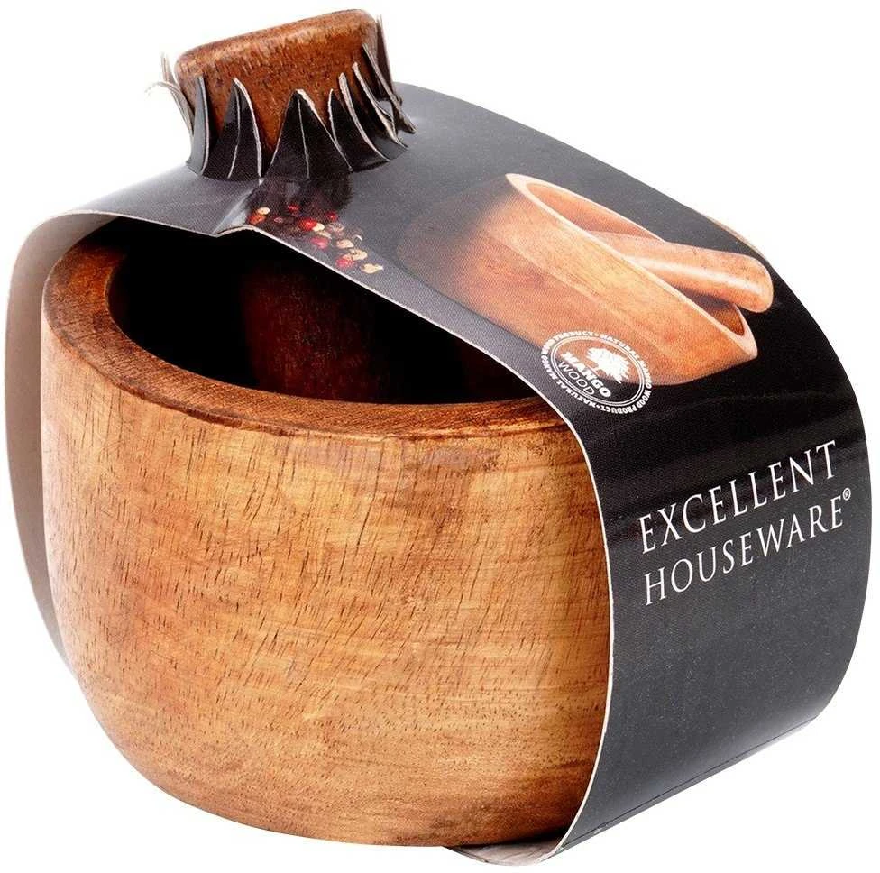 Home Styling Collection Mörser Holzmörser Küchenmörser Gewürzmörser mit Stößel aus Holz