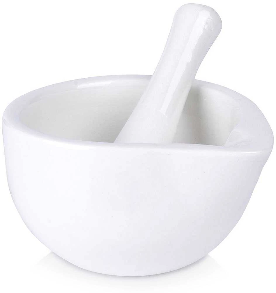 Excellent Houseware Porceliano prieskonių grūstuvė balta - stovėti ir praktiška