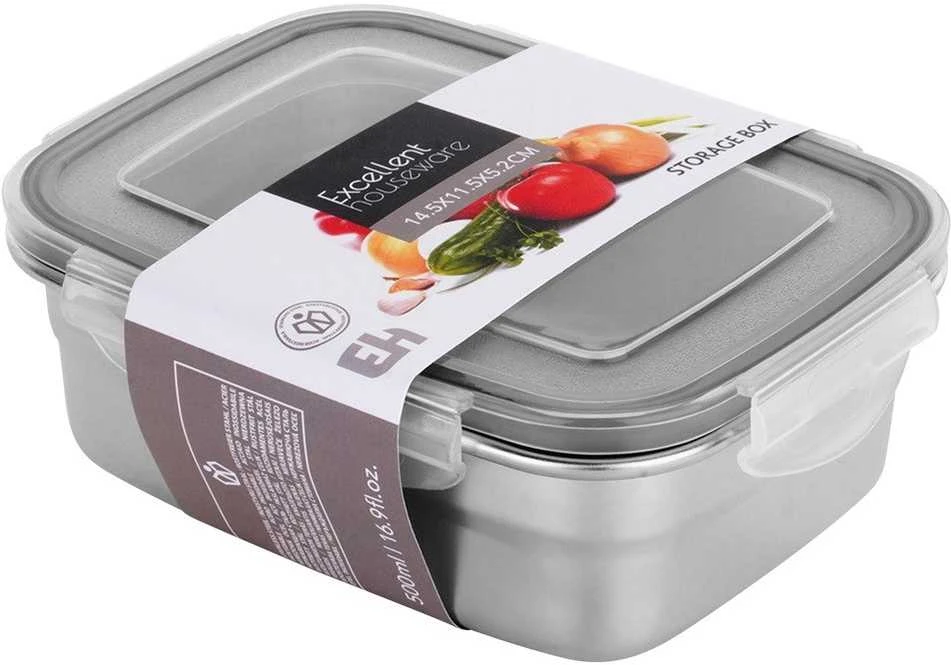 Mondex Edelstaal Maisto Saugojimo Indelis 500 ml - Su Dangčiu - Nerūdijantis Plienas - Praktiškas