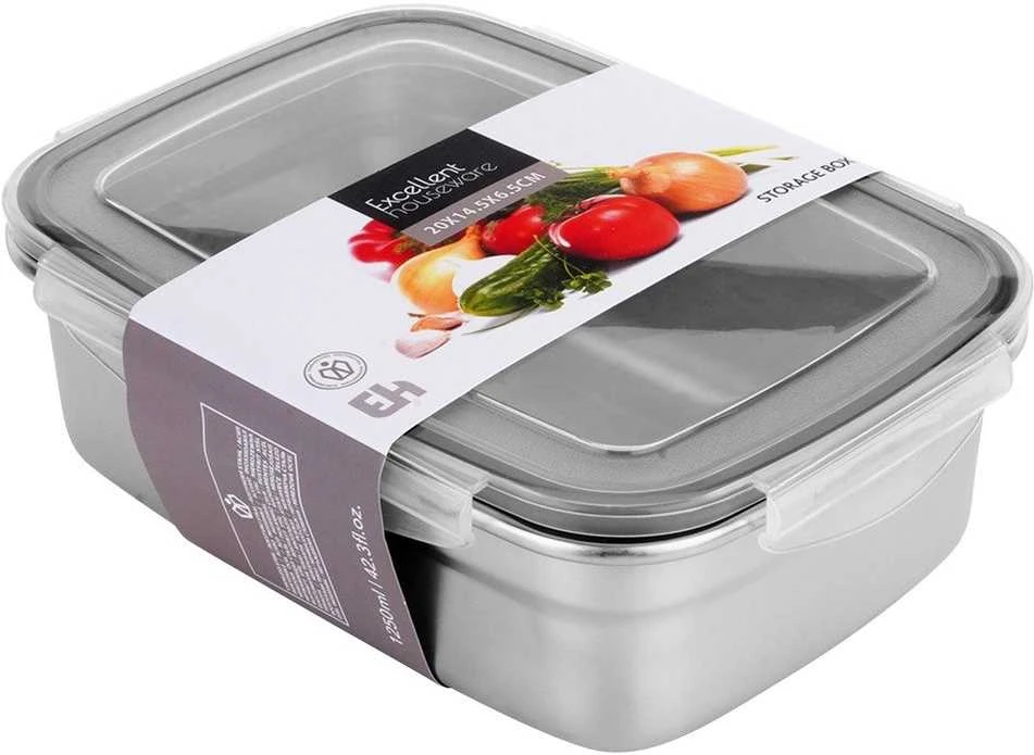 Mondex Edelstaal Maisto Talpykla 1,25 l su Dangčiu - Universalus Sandėliavimas