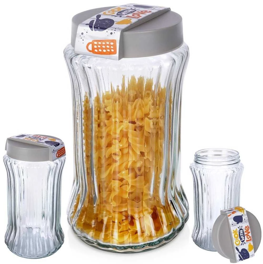 Home Styling Collection Stiklinis indas 1,6 l birių produktų saugojimui