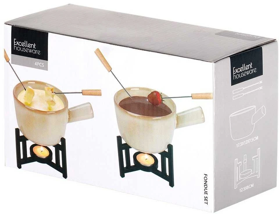 Home Styling Collection Porceliano fondiu rinkinys 450 ml su šakutėmis