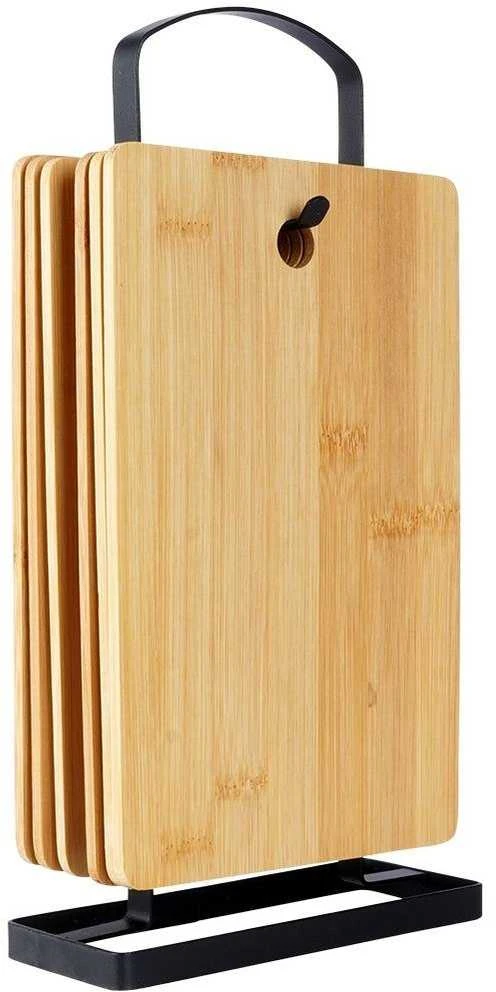 Mondex Bambukinė pjaustymo lentelių rinkinys su stovu 22x14 cm 6 vnt.