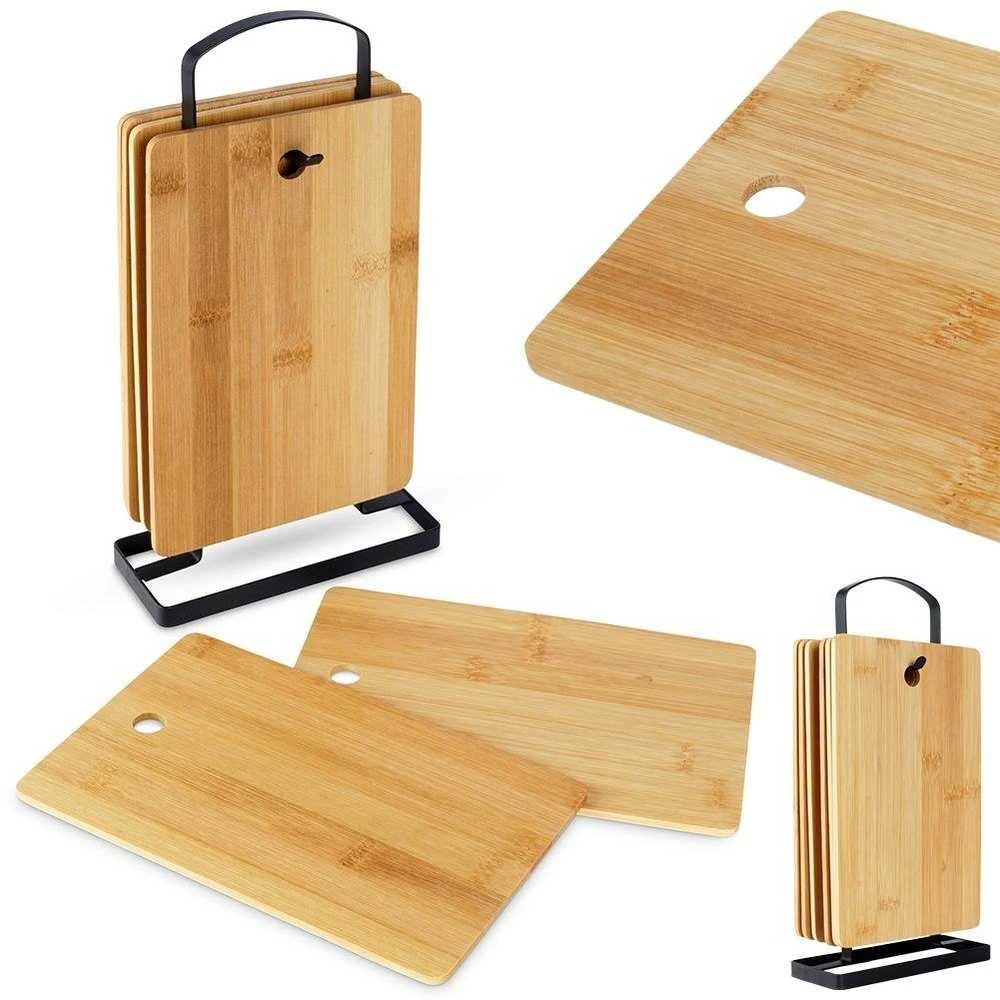 Mondex Bambukinė pjaustymo lentelių rinkinys su stovu 22x14 cm 6 vnt.