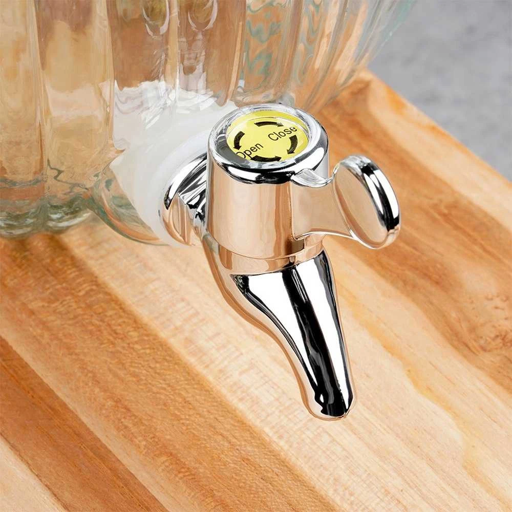Excellent Houseware Kraantje Gėrimų Dozatorius 5,5 l su Kranu - Stiklinis, Su Metaliniu Dangčiu