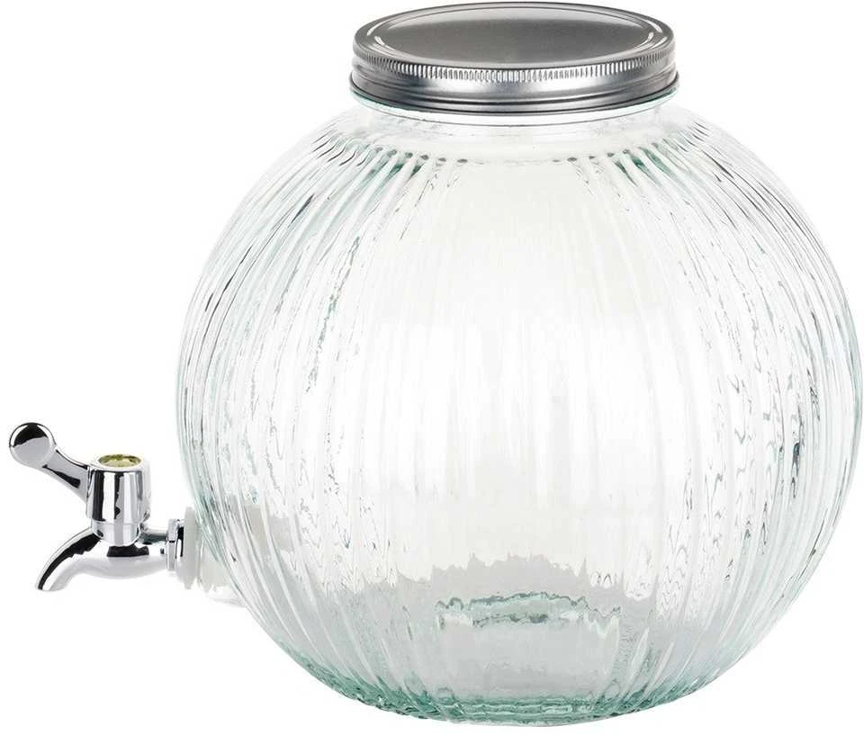 Excellent Houseware Kraantje Gėrimų Dozatorius 5,5 l su Kranu - Stiklinis, Su Metaliniu Dangčiu