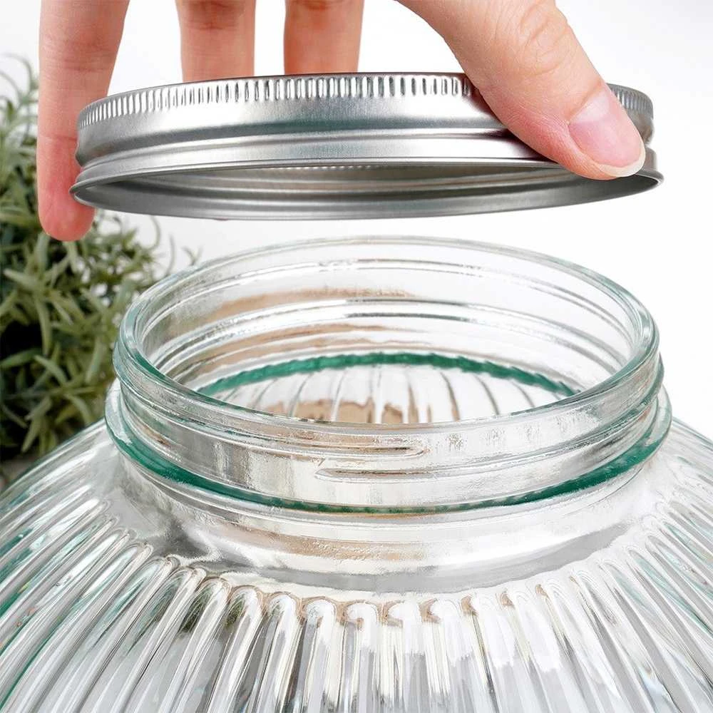 Excellent Houseware Kraantje Gėrimų Dozatorius 5,5 l su Kranu - Stiklinis, Su Metaliniu Dangčiu