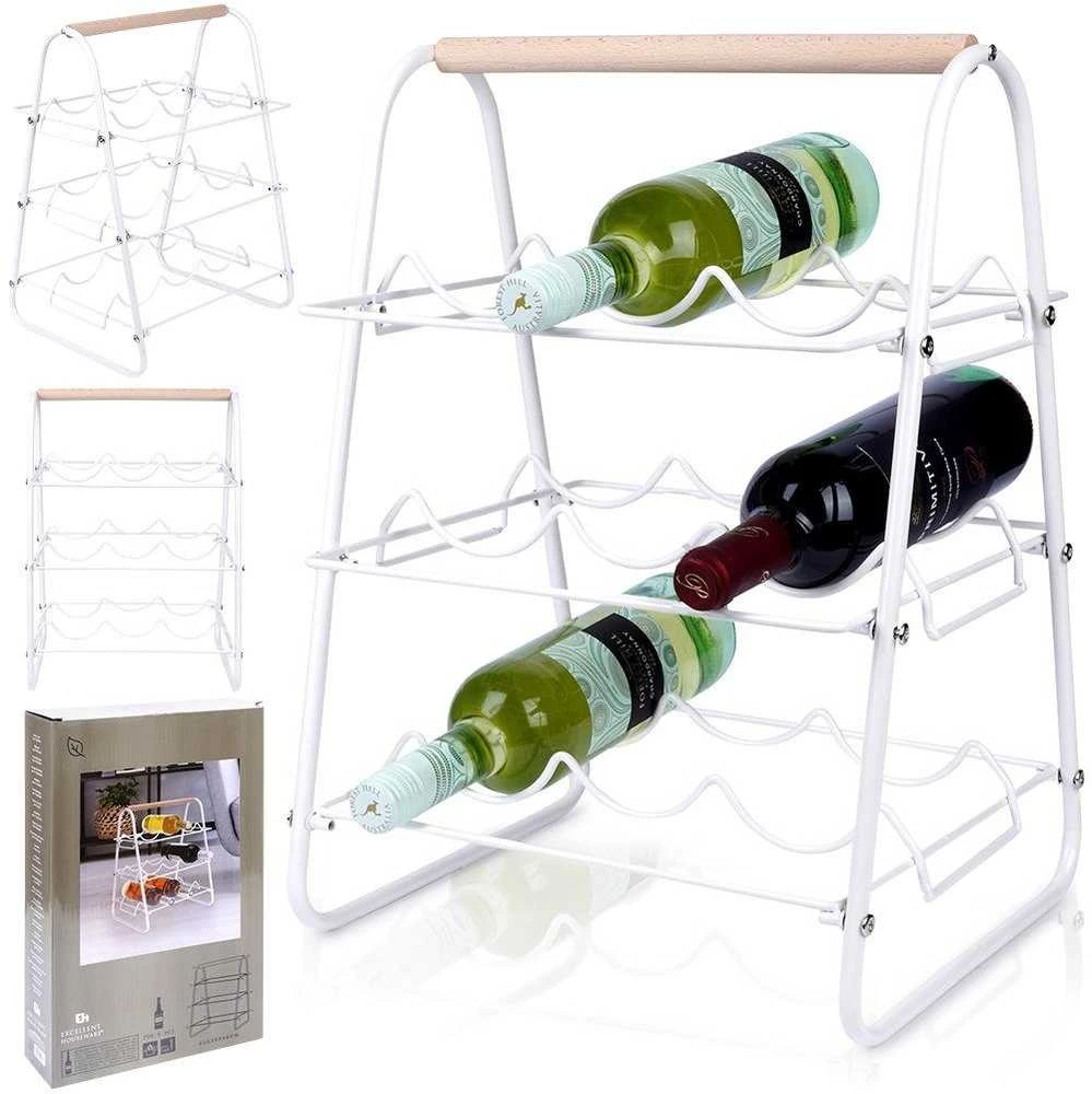Eh Excellent Houseware Metalinis vyno stovas 9 buteliams baltas 33x29x46 cm