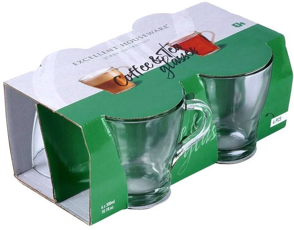 Excellent Houseware Stiklinės kavos ir arbatai 280 ml 4 vnt.
